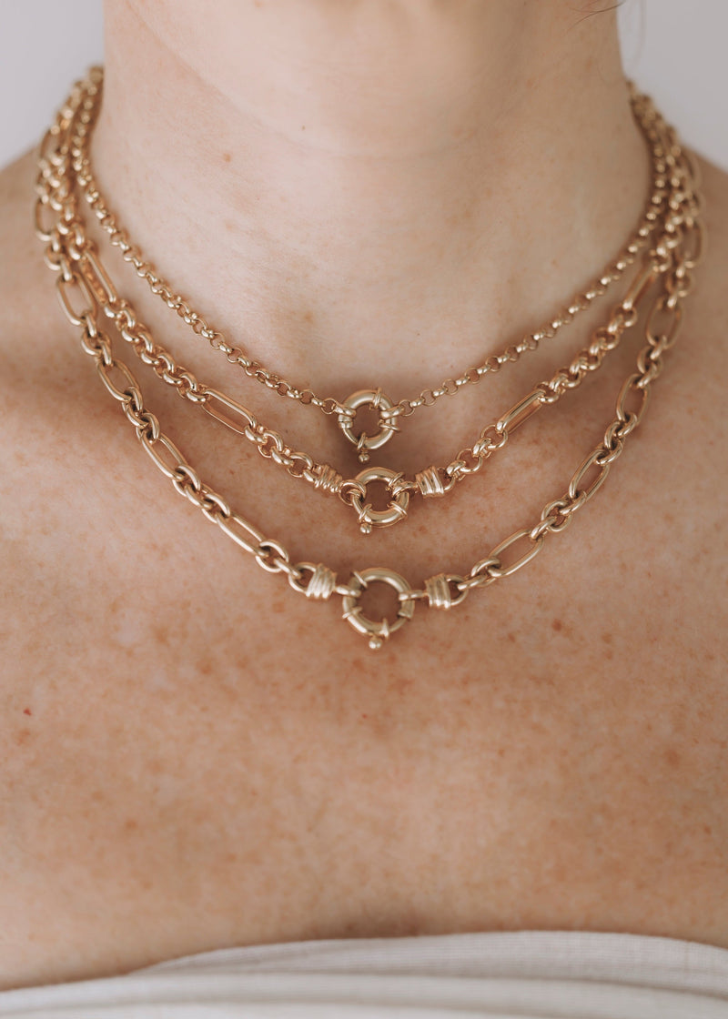 Chunky Mixed Links Belcher Chain Gold (6.5mm) - Ready to Ship