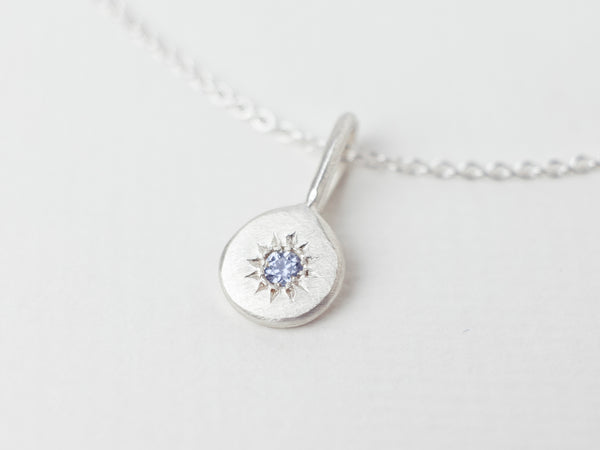 Birthstone necklace silver