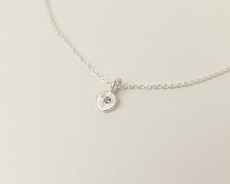 Mini birthstone pendant silver - ready to ship