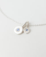 Birthstone necklace stack silver