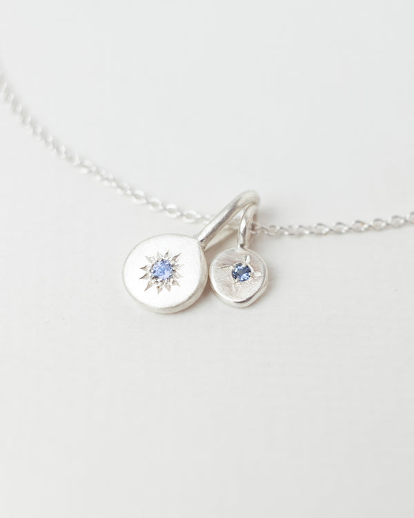 Birthstone necklace stack silver