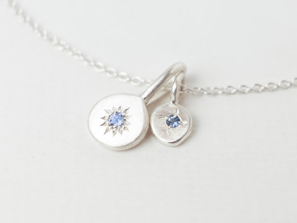 Birthstone necklace stack silver