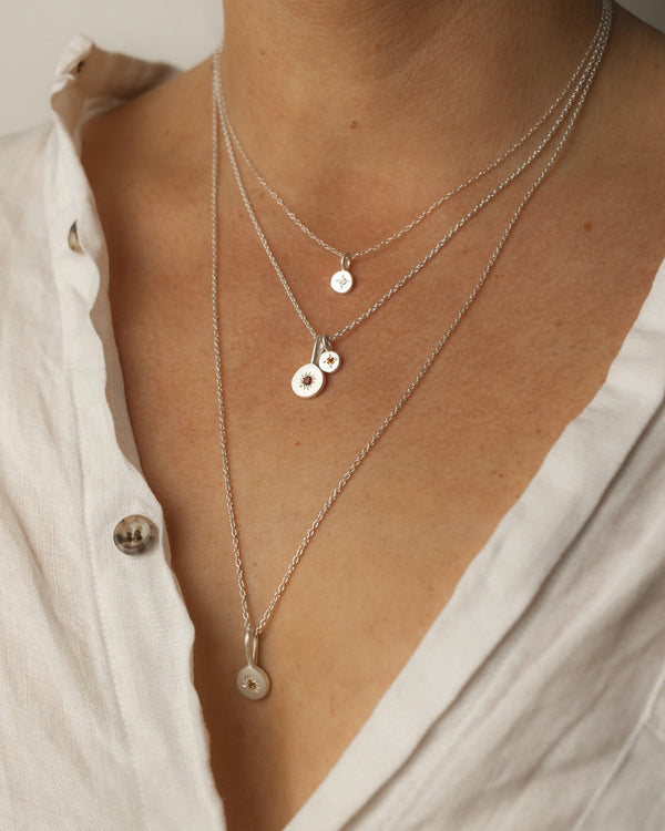 Mini birthstone necklace silver - ready to ship