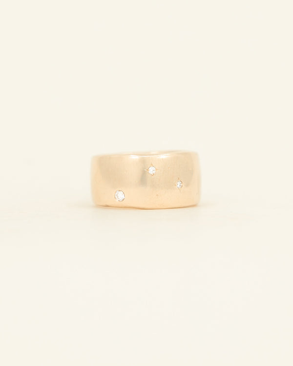 Extra Wide Band - yellow gold starry night
