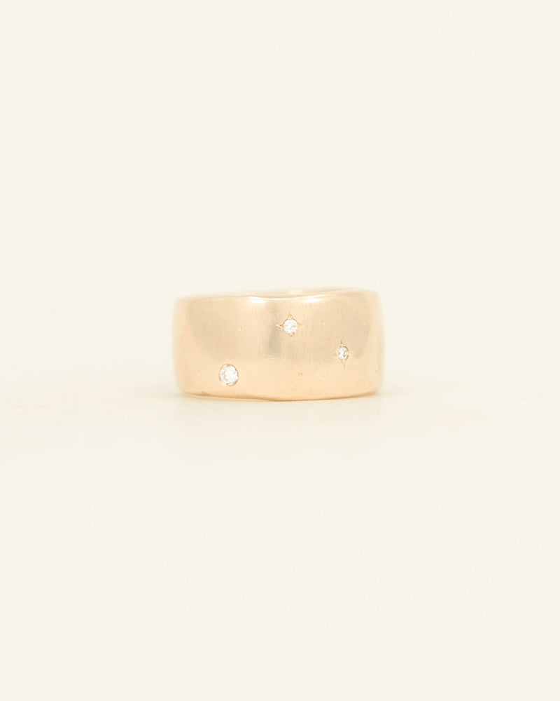 Extra Wide Band - yellow gold starry night