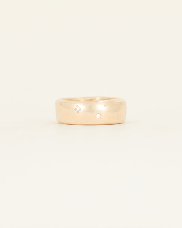 Wide Band - yellow gold starry night