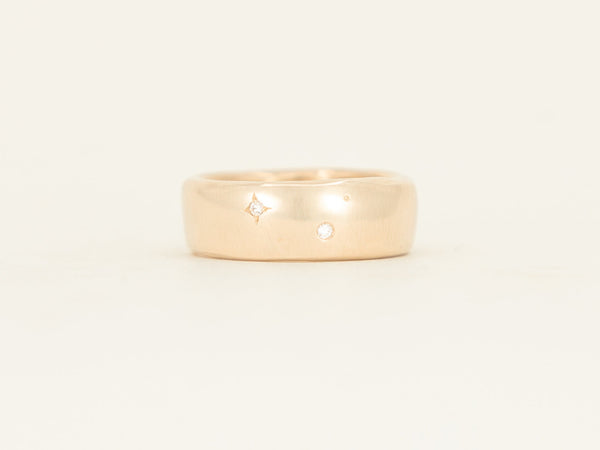 Wide Band - yellow gold starry night