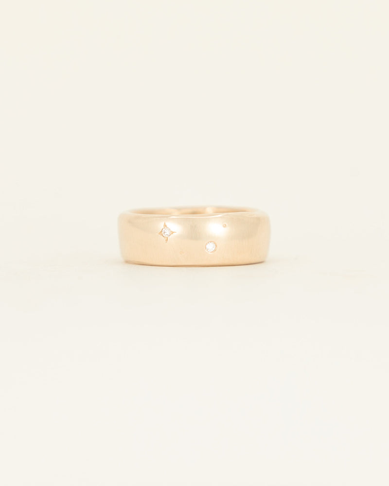 Wide Band - yellow gold starry night