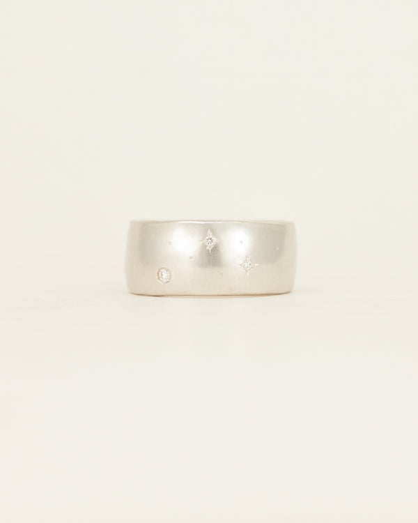 Extra Wide Band - white gold starry night