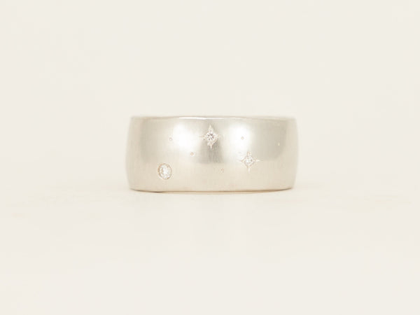 Extra Wide Band - white gold starry night