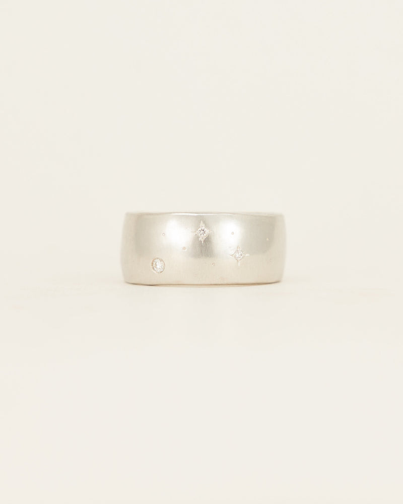 Extra Wide Band - white gold starry night