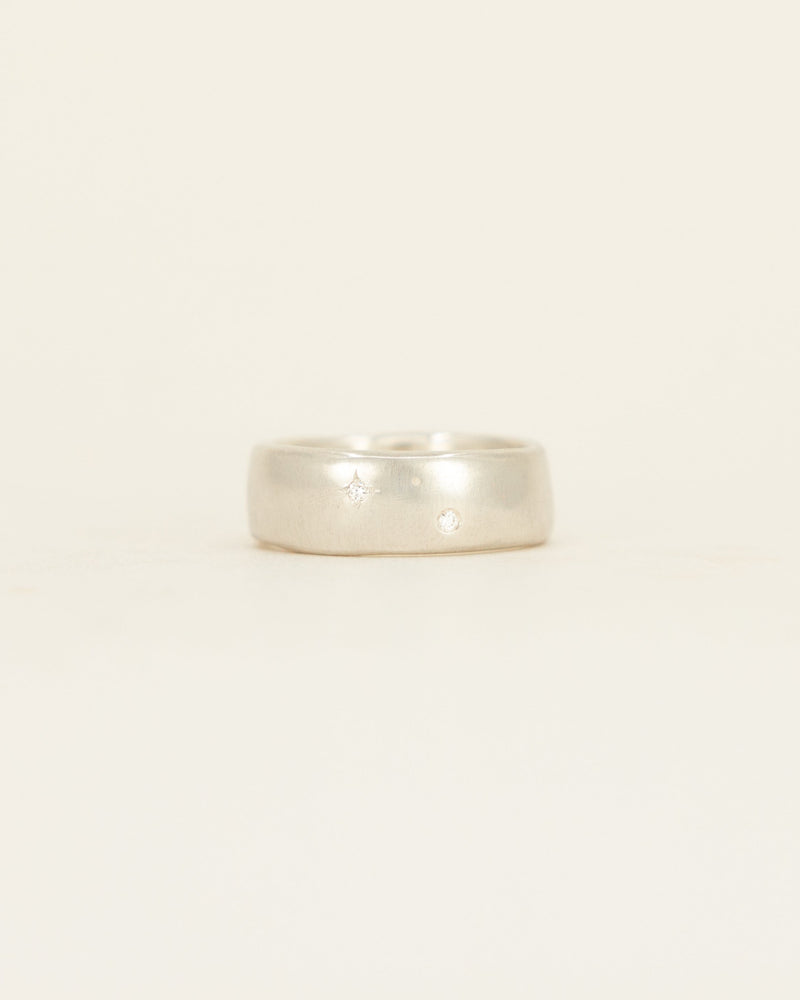 Wide Band - white gold starry night