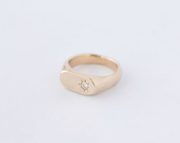Oval multi-gemstone signet ring gold - ready to ship