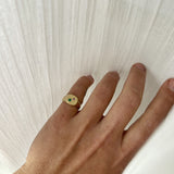 Round multi gemstone signet gold - size L - ready to ship