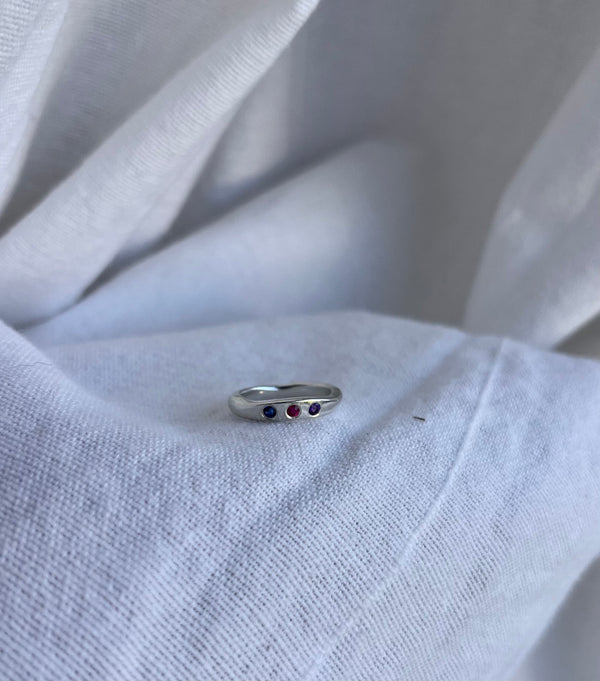 Fine multi gemstone ring silver - ready to ship