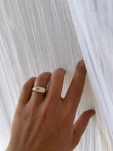 Oval multi-gemstone signet ring gold with large aqua size R - ready to ship