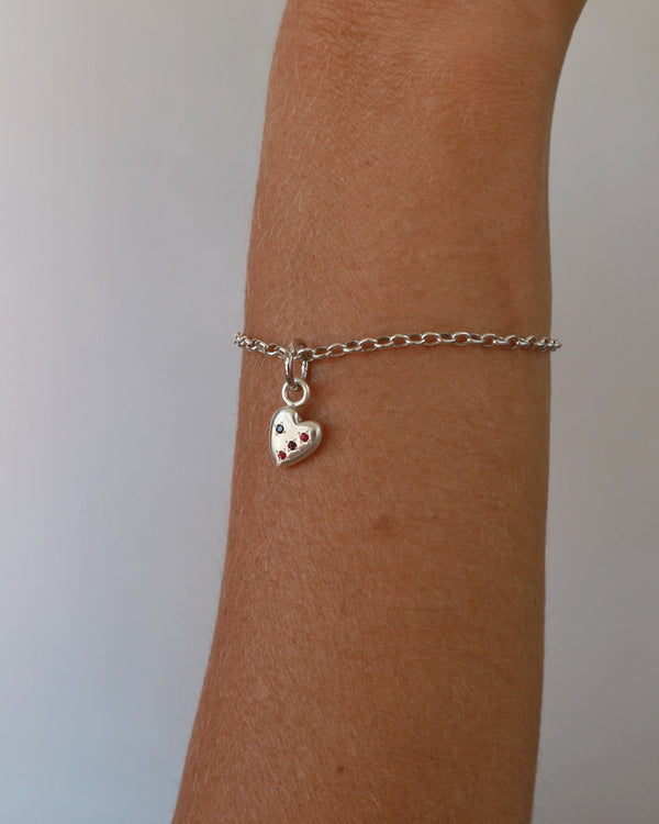 Coeur - Love Charm Bracelet Gemstones Silver