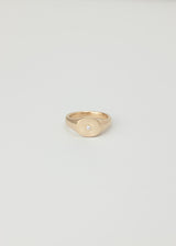 Mini round birthstone signet gold