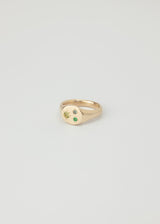 Mini round birthstone signet gold