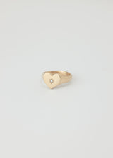 Mini love heart birthstone signet gold