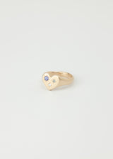 Mini love heart birthstone signet gold