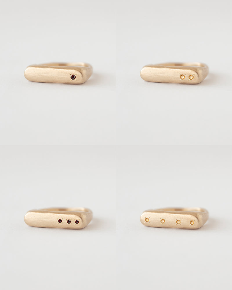 Rectangle birthstone signet ring gold