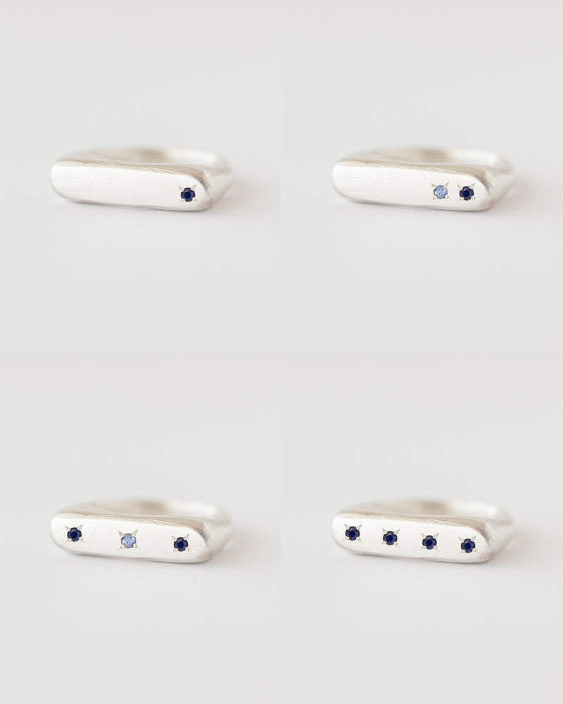 Rectangle birthstone signet ring silver