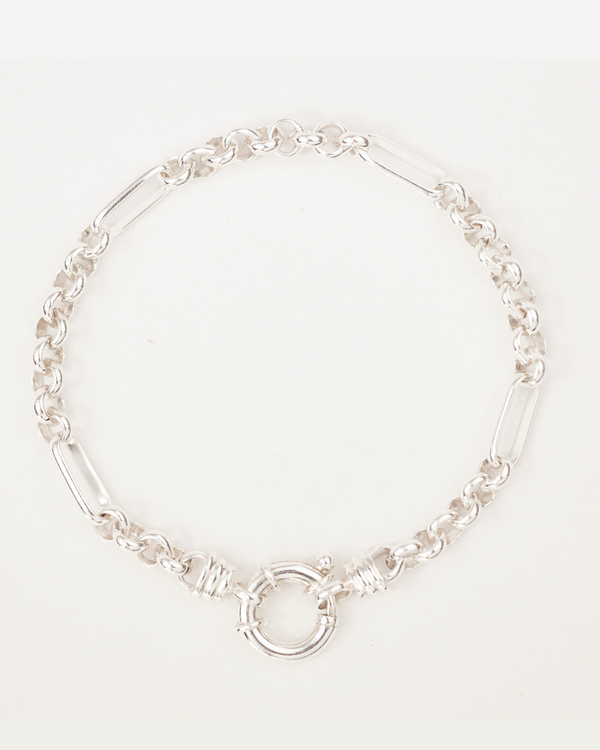 Mixed Links Belcher Bracelet Silver (5.5mm)