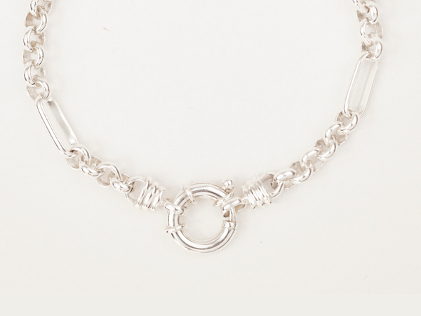 Mixed Links Belcher Bracelet Silver (5.5mm)