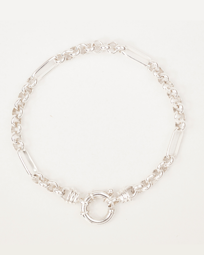 Mixed Links Belcher Bracelet Silver (5.5mm)