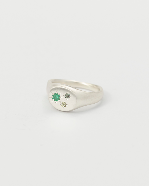 Round birthstone signet silver