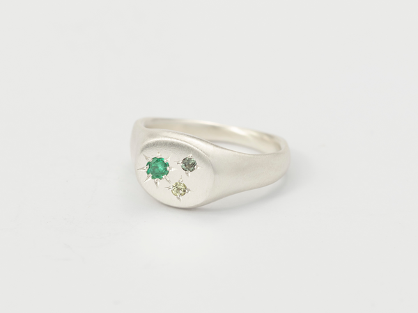 Round birthstone signet silver