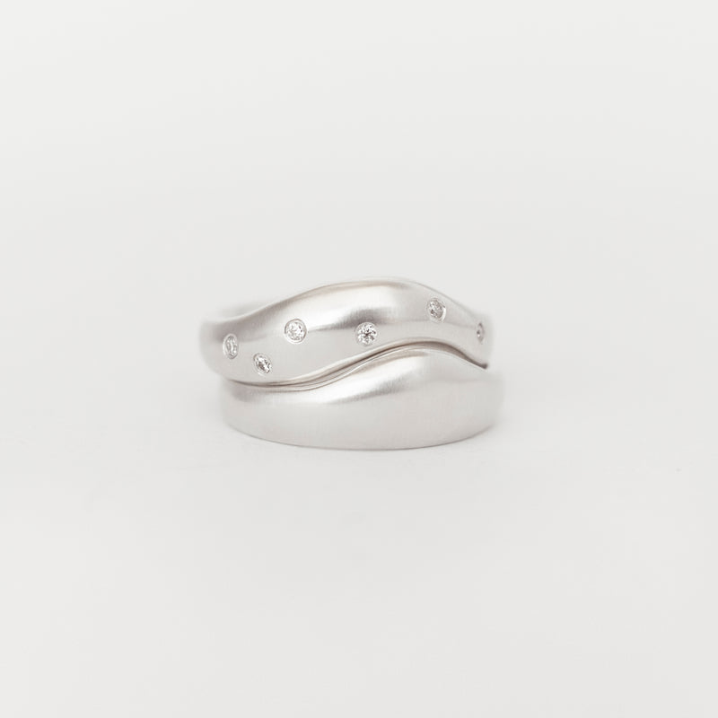 Aurore Plain + Wave Constellation Stack Silver