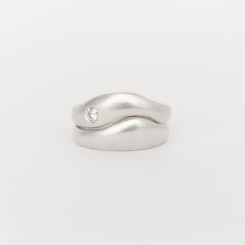 Aurore Plain + Wave Une Stack Silver