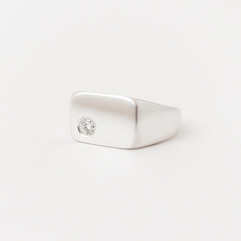 Ellipse Signet Une White Gold