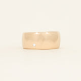 Extra Wide Band - yellow gold with single moissanite - ready to ship