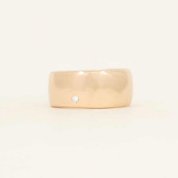 Extra Wide Band - yellow gold with single moissanite - ready to ship