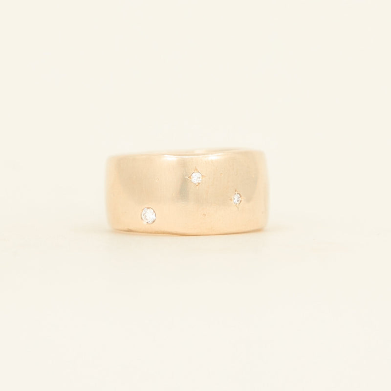 Extra Wide Band - yellow gold starry night - ready to ship