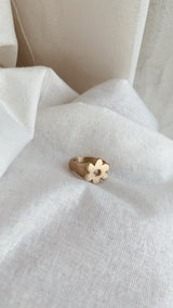 Daisy signet ring gold - ready to ship
