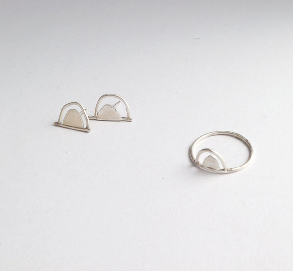 Mix + Match - one double arch stud silver