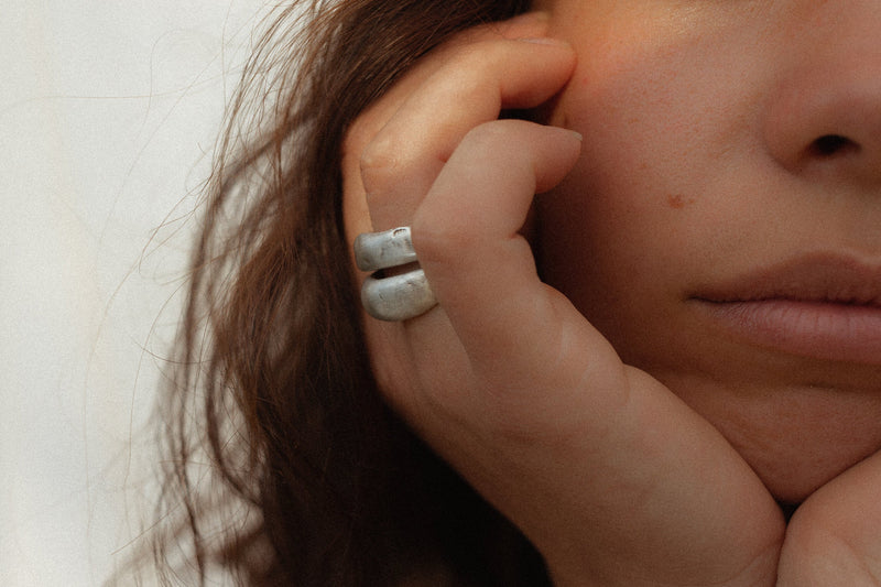 Molten dome ring silver - ready to ship