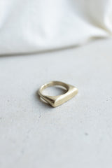 Rectangle multi-birthstone signet ring gold