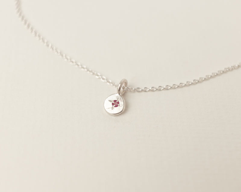 Mini ruby necklace silver