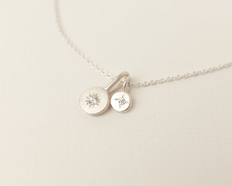 Moissanite necklace stack silver