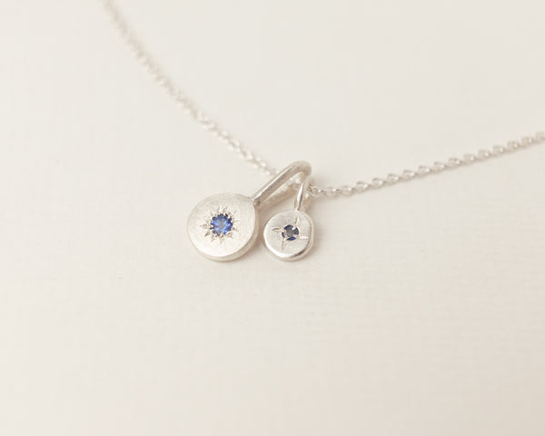 Sapphire necklace stack silver