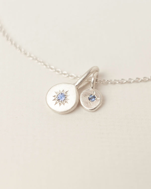 Birthstone necklace stack silver
