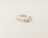 Rectangle birthstone signet ring silver