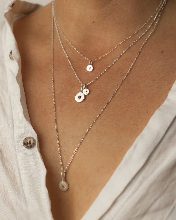 Mini birthstone necklace silver