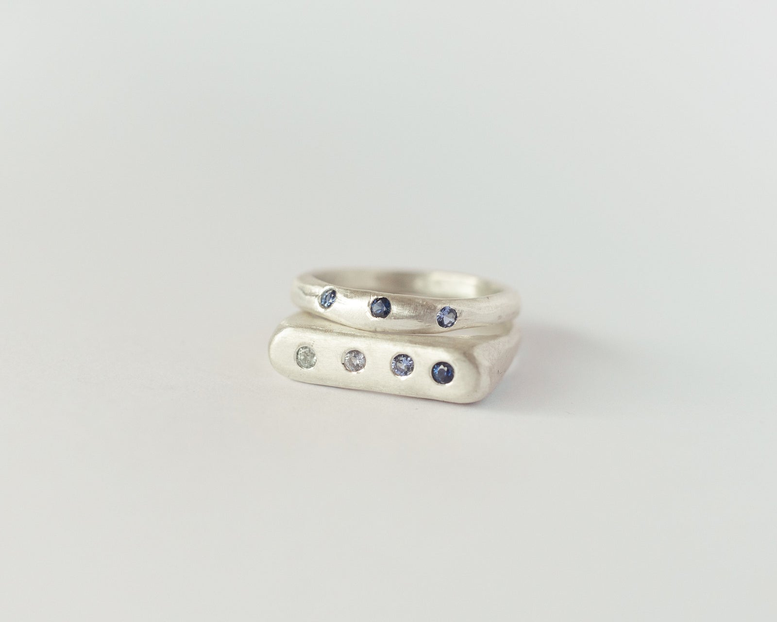 Rectangle multi-gemstone signet ring silver – Argent Silversmith