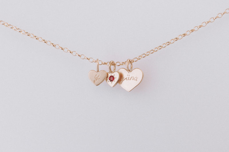 Mini personalised loveheart necklace gold